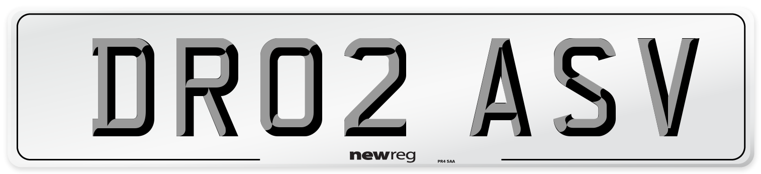 DR02 ASV Number Plate from New Reg